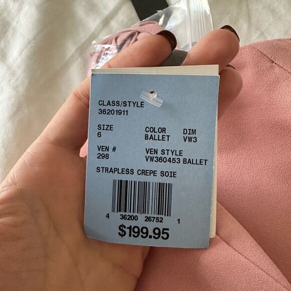 Vera Wang color Ballet Strapless Crepe Crepe Mermaid  Bridesmaid Dress Size 6 - Picture 4 of 8